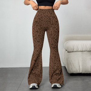 Leggings Deportivos de Moda con Estampado de Leopardo, Control de Abdomen, Sin Costuras, Efecto Levanta Glúteos, <span class=keywords><strong>Pantalones</strong></span> Acampanados de Yoga de Cintura Alta para Mujer - Product Image 6