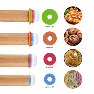 Kitchen Adjustable Wood Baking Utensils Bakers Cookie Pastry Dough Baking <b>Tools</b> Cake Wooden <b>Rolling</b> Pin With Thickness Ring - Product Image 4