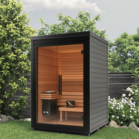 Sauna extérieur carré en bois massif haute densité, anti-déformation, anti-fissuration, adapté aux étés chauds et aux hivers rigoureux