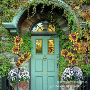 Ornements de jardin en résine en forme de crâne de tournesol, décoration d'Halloween extérieure, en forme de fleur, en résines synthétiques - Product Image 2