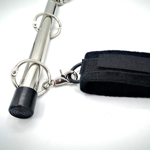 SmAdult productos eróticos tubo de acero inoxidable doble barra de felpa esposas Footcuffs juguetes alternativos para mujeres correa de pierna Bondage - Product Image 5