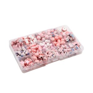 Cuentas de cerámica de formas mixtas, redondas, de color rosa, para hacer pulseras, accesorios DIY, origen Jingdezhen, primavera 2023 - Product Image 5