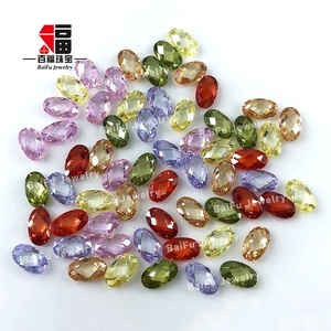 Baifu perhiasan longgar batu permata CZ warna <span class=keywords><strong>Oval</strong></span> papan catur ganda kubik zirkonia - Product Image 1