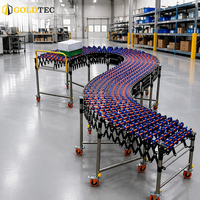 Système de convoyeur à roulettes à gravité flexible et extensible pour la manutention des cartons en entrepôt de chargement et de déchargement de conteneurs Goldtec