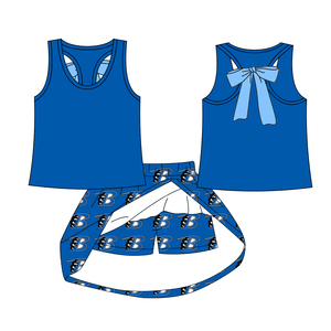 MSD0625 Set Estivo Personalizzabile per Bambine con Fiocchi, Senza Maniche, Pantaloncini Colorati, Completo Stile Squadra - Product Image 5