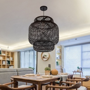 Lampe tissée naturelle faite à la main lampe en osier bambou rotin classique suspension pour salon hôtel restaurant - Product Image 1