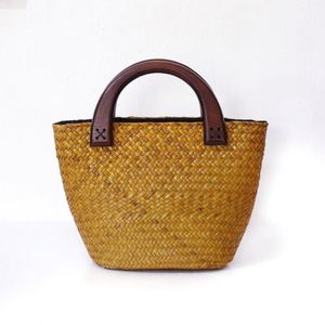 Nuevo Bolso de Paja Retro para Viaje y Playa, Hecho a Mano, para Mujer, con Asa de Madera - Product Image 6