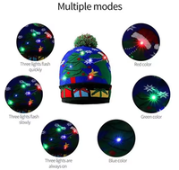 Bonnet tricoté de Noël à LED lumineux Bonnet de Noël Bonnet d'hiver unisexe avec LED colorées pour Noël Nouvel An