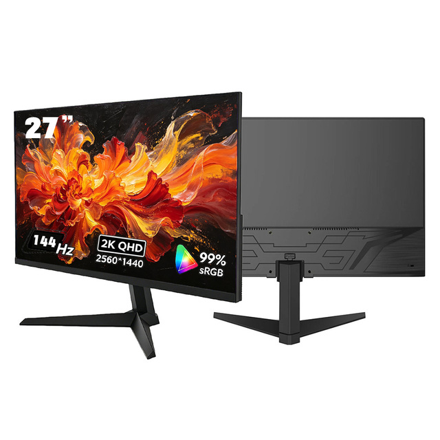 144 Hz Monitor 27 Inch 2560*1440 Resolution Black Frameless Office and Gaming Monitors Fixed Base