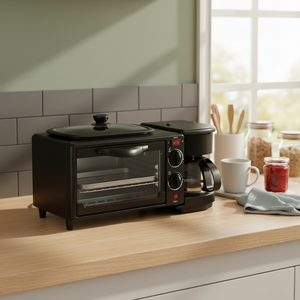 เครื่องทำอาหารเช้าอเนกประสงค์สำหรับใช้ในบ้าน 220V 1050W เครื่องปิ้งขนมปัง เตาอบ เครื่องชงกาแฟ เครื่องทำแซนวิช กระทะทอด - Product Image 4