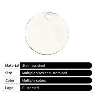 Gold Color Round <b>Pet</b> Name Small Stainless Steel <b>Blank</b> Mini Dog Id Number Tag With Logo - Product Image 5