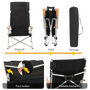 China Factory Custom Outdoor Adjustable Backrest High Back Lightweight Foldable Low Seat Lounge Camping <b>Reclining</b> <b>Chair</b> - Product Image 3