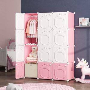 Pink Modern Cheap Plastic Portable Wardrobe Easy Assembly Modular Closet <b>Cabinet</b> Hospital Living Room Use <b>Lockable</b> Tool-free - Product Image 6