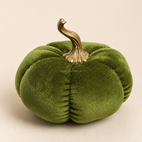 Citrouille en velours personnalisée en gros avec tige dorée antique pour la décoration d'automne et de Thanksgiving