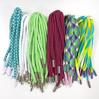 Lacets plats en coton élastiques, imperméables et réfléchissants, personnalisables avec revêtement, design décoratif coloré pour sacs, vêtements et chaussures