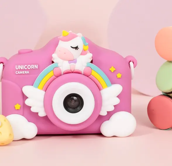 2024 pas cher meilleur populaire enfants jouets 2 pouces cadeau de noël rose licorne enfants caméra vidéo Camara numérique Para Ninos
