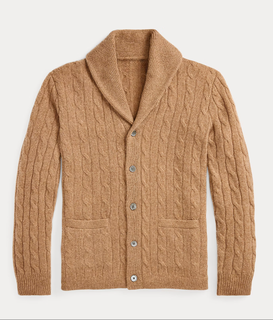 New Mens Casual Shawl Collar Cardigan Sweater Slim Fit Cable Knit Button up Sweaters with Pockets