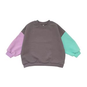 Ropa de bebé personalizada, top de chándal de Color sólido con cuello redondo, Sudadera de felpa francesa de gran tamaño con burbujas para niños - Product Image 4