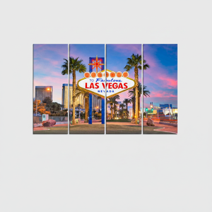 <b>Printed</b> <b>Canvas</b> Artwork: Las Vegas View <b>Landscape</b> for Home Decor,SET OF 4 <b>CANVAS</b> - Product Image 2
