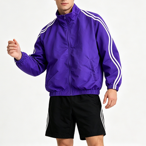 Custom <strong>Men</strong> Windbreaker Tracksuit Lightweight Breathable Plus Size Stand Collar Full <strong>Zip</strong> Contrast Curved Parallel Vintage ODM OEM - Product Image 2