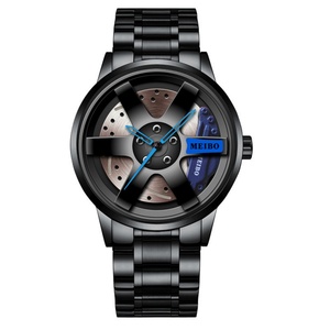 Montre tendance pour homme avec design de roue de voiture, design personnalisé, quartz, creuse, non mécanique - Product Image 2