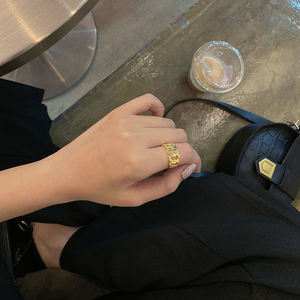 Anillos abiertos ajustables de cadena gruesa para mujer, de Plata de Ley 925, chapado en oro de 18k, 2022 - Product Image 5