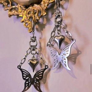 Miaoxiao – boucles d'oreilles en acier inoxydable avec chaîne en forme de cœur et maillons en diamant, bijoux à la mode pour femmes et hommes, accessoire de piercing - Product Image 3