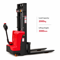 Chariot élévateur électrique OEM 2000 kg avec mât de 3000 mm, alimenté par batterie, équipement de manutention d'entrepôt