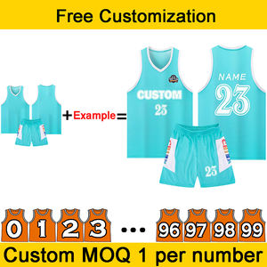 مجموعة منافسة فريق نمط وأرقام بشعار مخصص للرجال والأطفال قميص كرة سلة كبير الحجم قابل للتنفس - Product Image 3