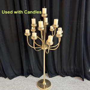 Porte-<span class=keywords><strong>bougie</strong></span> <span class=keywords><strong>en</strong></span> métal doré brillant à 13 bras, candelabre pour centre de table, accessoires pour événements et mariages, frais de port réduits - Product Image 2