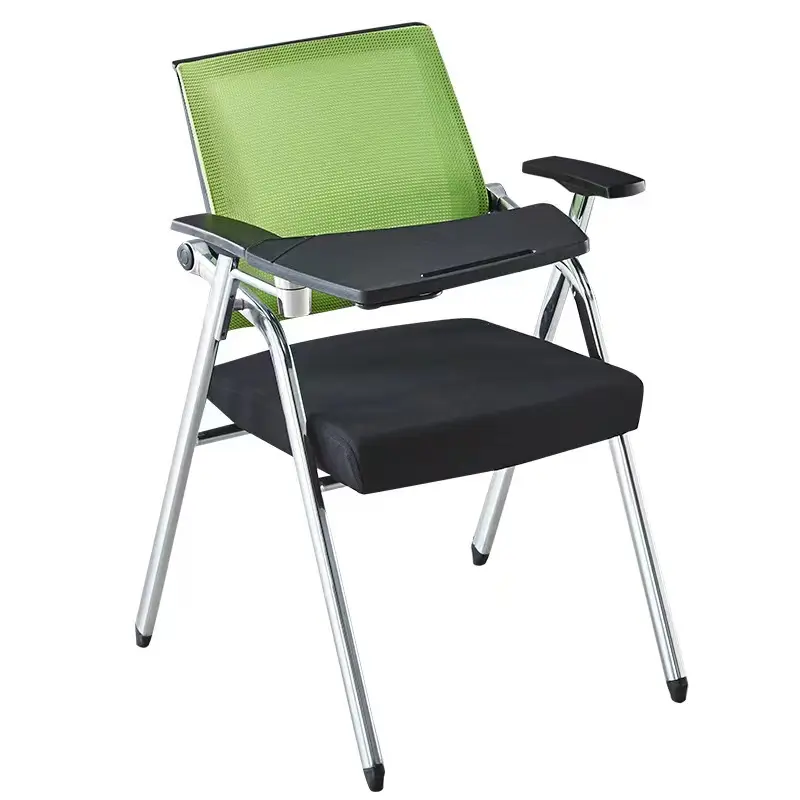 Chaise de bureau de mobilier scolaire à faible quantité minimale de commande chaise de formation pliante en maille d'étude adulte avec bloc-notes pour l'école