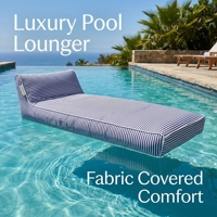 Chaise longue gonflable rayée recouverte de tissu pour adultes avec dossier, idéale pour hôtels et complexes hôteliers, personnalisable OEM