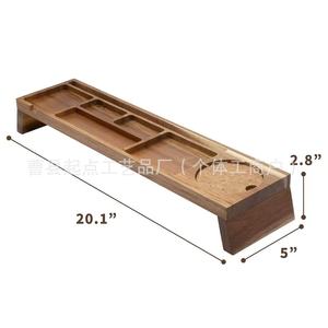 Estante de almacenamiento de escritorio de madera con portavasos para escritorio de ordenador de oficina, estante ajustable para teléfonos inteligentes y accesorios - Product Image 3