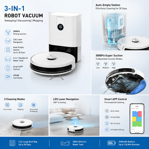 Robot Aspirador y Limpiador de Pisos 3 en 1 AT900 con Base de Vaciado Automático, Navegación Láser LDS, 2000Pa y Control por App - Svu - Product Image 5