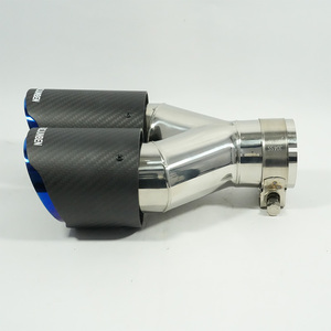 FAIZJUNBEN 車用ユニバーサルマットデュアルカーボンファイバーエキゾーストチップ バーントブルーマフラーチップ カーボンファイバーチップ カーアクセサリー - Product Image 2