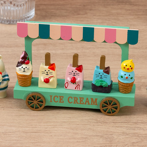 Decorazione per <span class=keywords><strong>Foto</strong></span> di <span class=keywords><strong>Gelateria</strong></span> Estiva, Gatto Cartoon Dipinto a Mano in Resina, Oggetto Artigianale - Product Image 2