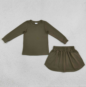 ชุดเสื้อผ้าฝ้ายแขนยาวสำหรับเด็กผู้หญิง ชุดเสื้อและกระโปรงสั้น - Product Image 6