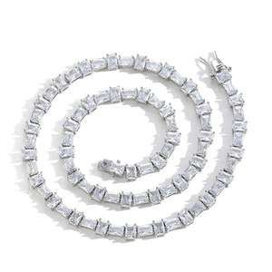 4 * 6Mm Square Zircon Horizontally and Vertically Arranged Rectangular Zirconium Tennis Chain Tanjing Fashion Lijing Necklace - Product Image 4
