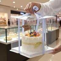 Boîtes à gâteaux carrées transparentes personnalisées en gros avec logo, 4 pouces, 6 pouces, 8 pouces, 10 pouces, emballage alimentaire en plastique PET pour sandwichs et gâteaux