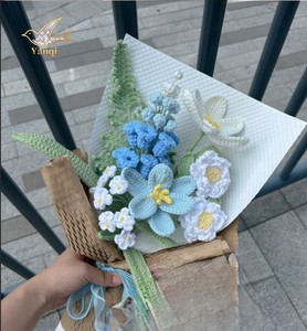 Bouquet di <span class=keywords><strong>Fiori</strong></span> Misti all'Uncinetto Fatti a Mano per Decorazioni Casa, Ufficio, Matrimoni e Feste - Vendita all'Ingrosso dalla Cina - Product Image 1