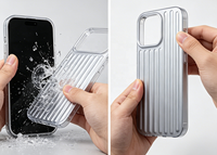 Étui de téléphone de luxe en argent, design valise, antichoc, protection intégrale de l'objectif, prise en main fine pour iPhone