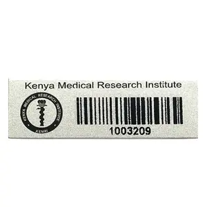 Custom Matte Aluminium Silver Heat Resistant Serial Number Metal Barcode Sticker Metal Barcode Tag Labels