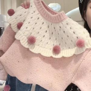 新作女子ベビーセーター厚く秋冬長袖キッズ服ファッショナブルで甘いラウンドネックセーター - Product Image 3