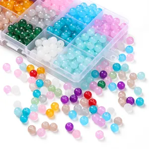 Yiwu Suppliers Wholesale 6/8mm 50pcs Candy Colorful Clear Glass Beads Round Bead For DIY Jewelry Bracelet Necklace Waist Making