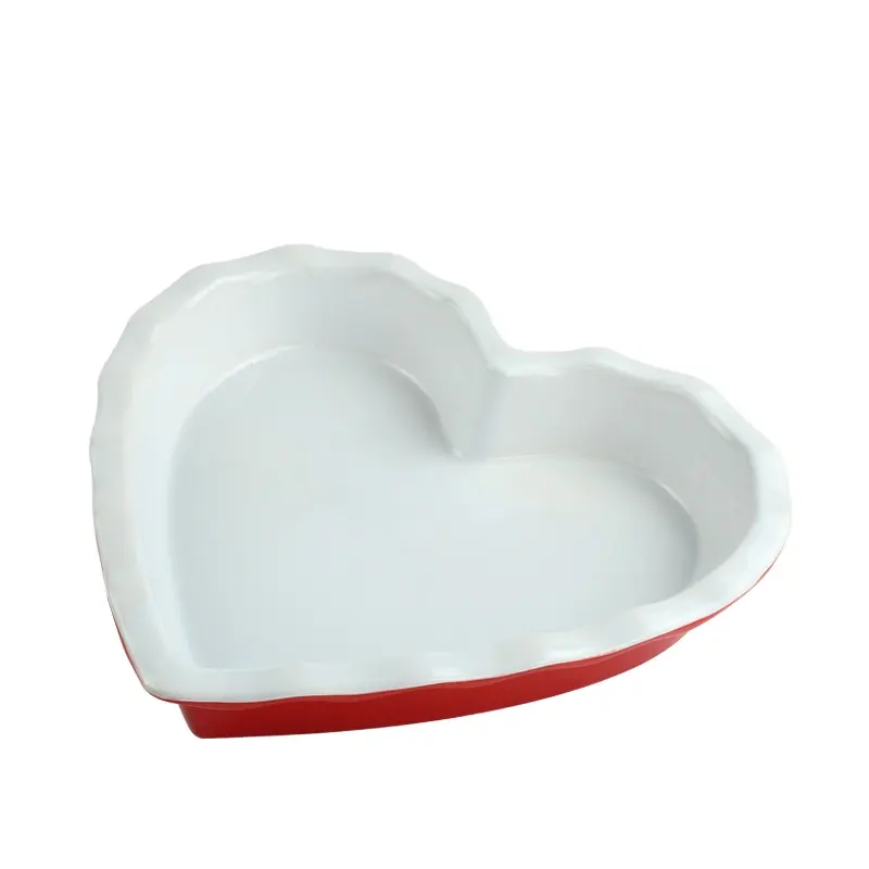 Custom Ceramic Lasagna Deep Plate 11inch Kitchen Heart Shaped Baking Pots And Pans Sets Ceram Oven Bake Pan