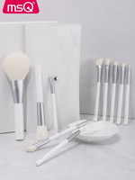 Lot de 10 pinceaux de maquillage professionnels en poils de chèvre blancs et synthétiques avec manche en bois pour le correcteur et la brosse à raser