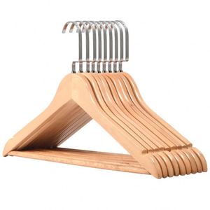 Perchas de Madera Personalizadas con Ranuras para los Hombros, Perchas Delgadas y Resistentes para Baño y Tiendas de Ropa al por Mayor - Product Image 1