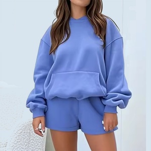 Wholesale Custom Women Tracksuit Women Loungewear Sets Ladies Sportswear 2 Piece <b>Sweat</b> Shorts and Hoodie Set for Women - Product Image 2