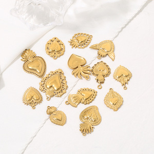 Ciondolo a cuore placcato in oro acciaio inossidabile per collana braccialetto fai da te accessori gioielli fatti a mano - Product Image 4