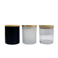 Frosted Glass Candle Jars with Box and Lid, Black and White